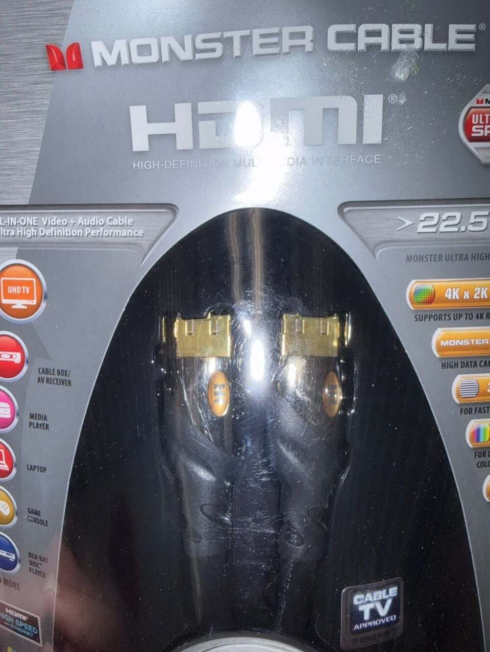 Monster Cable UltraHD Platinum HDMI Cable 8ft 2.43m 4K Ultra High Speed - Picture 3 of 3